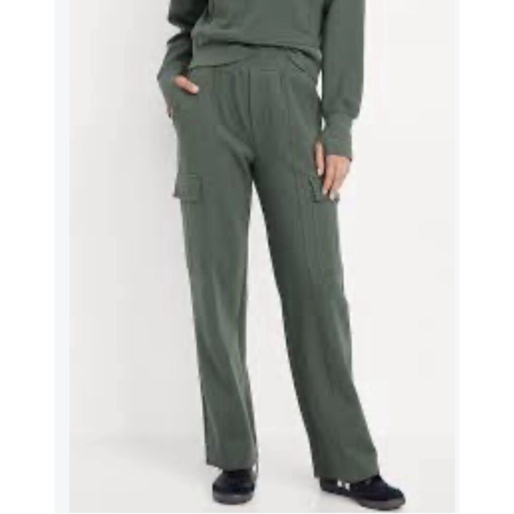Old Navy Women’s High Waisted Dynamic Fleece Cargo Pants In Green 4 XL